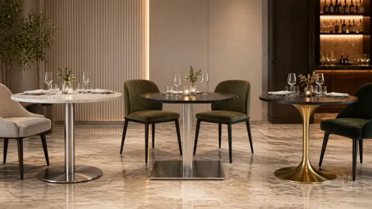 Brushed Stainless Steel Table Base Detail Scene