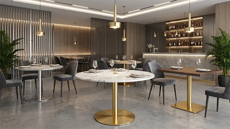Round And Square Stainless Steel Table Table Bases Premium Restaurant Space-