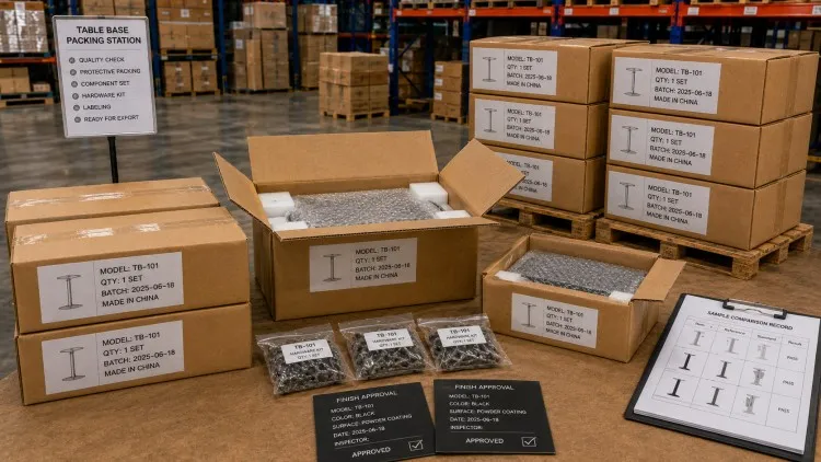 Bulk Black Table Base Packing