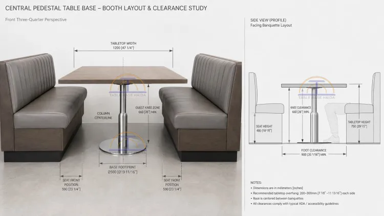 Booth Table Legroom and Clearance Check