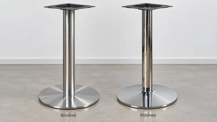 Brushed And Polished Stainless Steel Commercial Table Base Finish Comparison