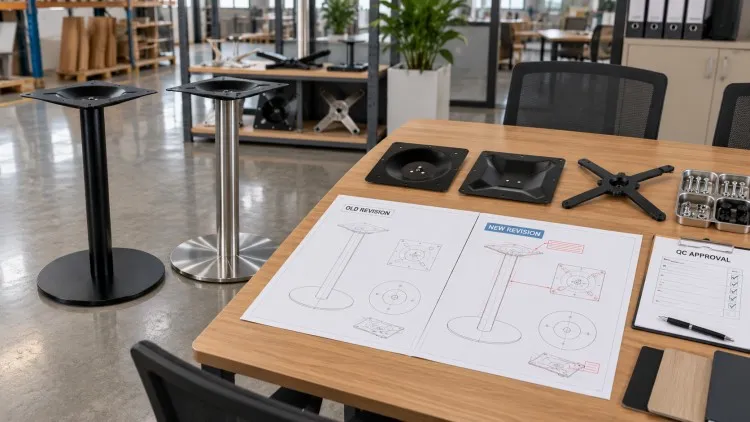Ealistic B2b Procurement Desk Scene At A Commercial Furniture Factory