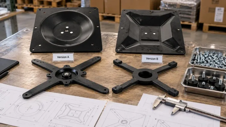 Metal Tabletop Mounting Plates Labeled