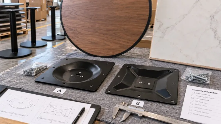 Mounting Plate Hole Pattern And Hardware Version Comparison For Table Base Reorders
