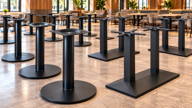 Table Base Components And Hardware Staged By Hotel Installation Zone